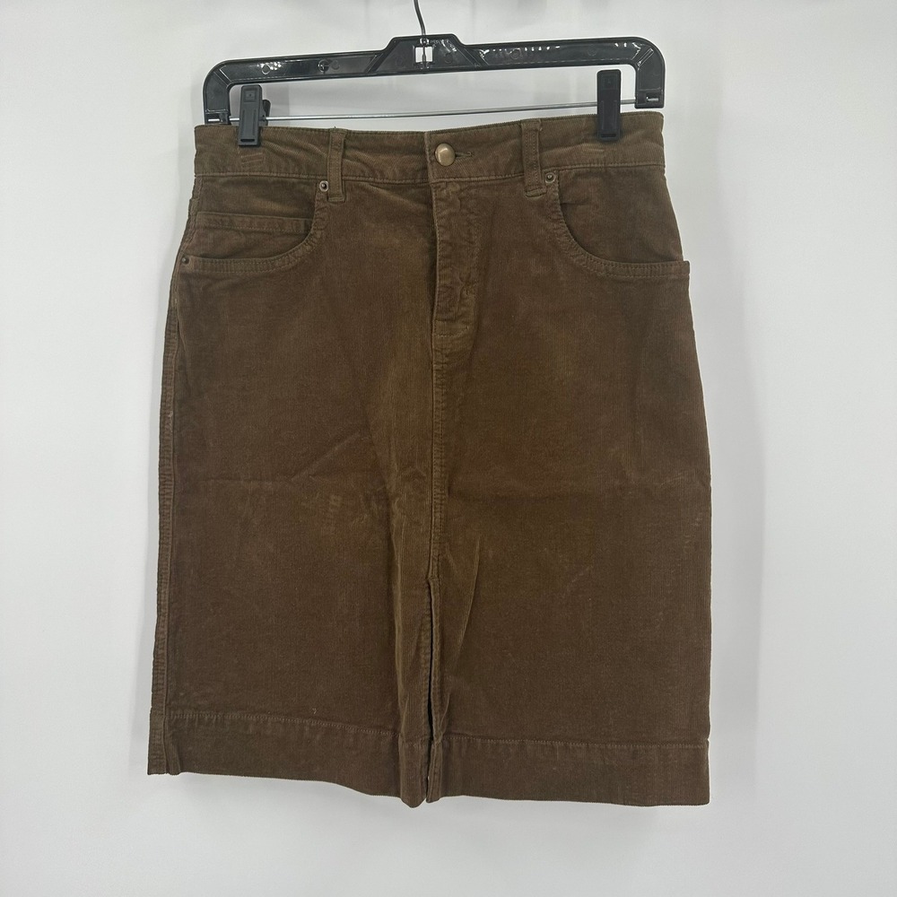 Womens Preppy Academia Brown Corduroy Midi Skirt Sz 4 Minimalist Earthy Granola
